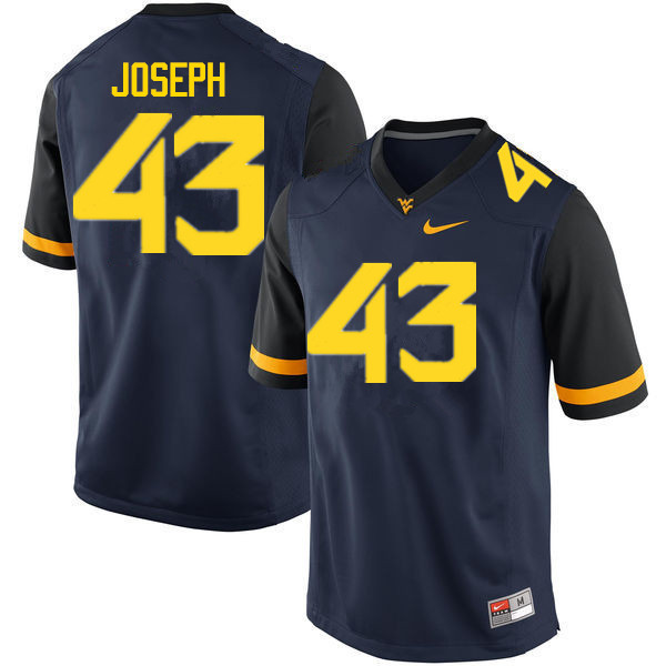 Men #43 Drew Joseph West Virginia Mountaineers College Football Jerseys Sale-Navy - Click Image to Close